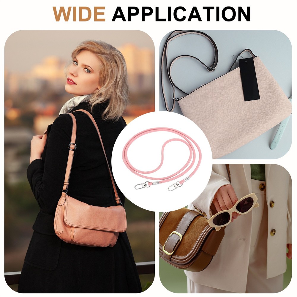 Crossbody Replacement Chain Strap, 120cm Thin Soft PU Strap (Pink)