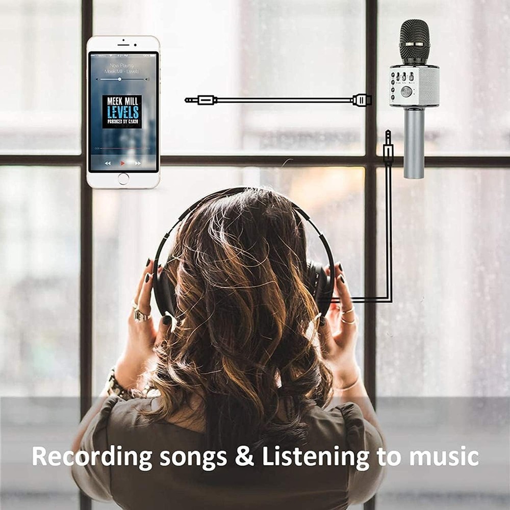 Q37 Space Gray Wireless Karaoke Microphone with High Sensitivity Audio Features