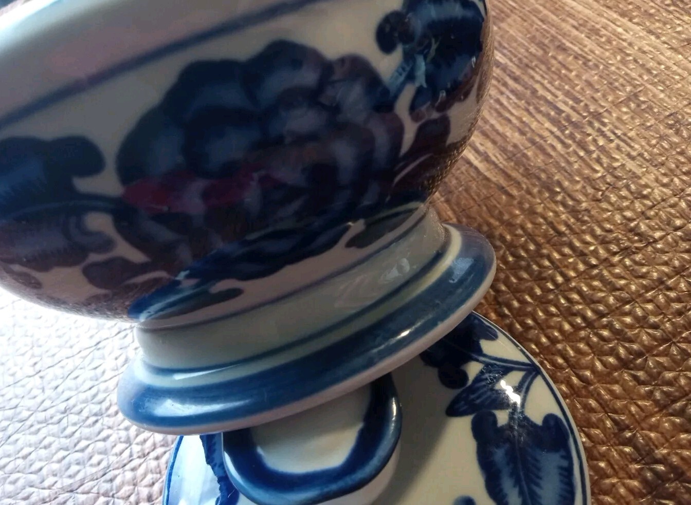 Bombay Company Blue and White Sugar Bowl Ceramic Circle Low Pot Top Lid