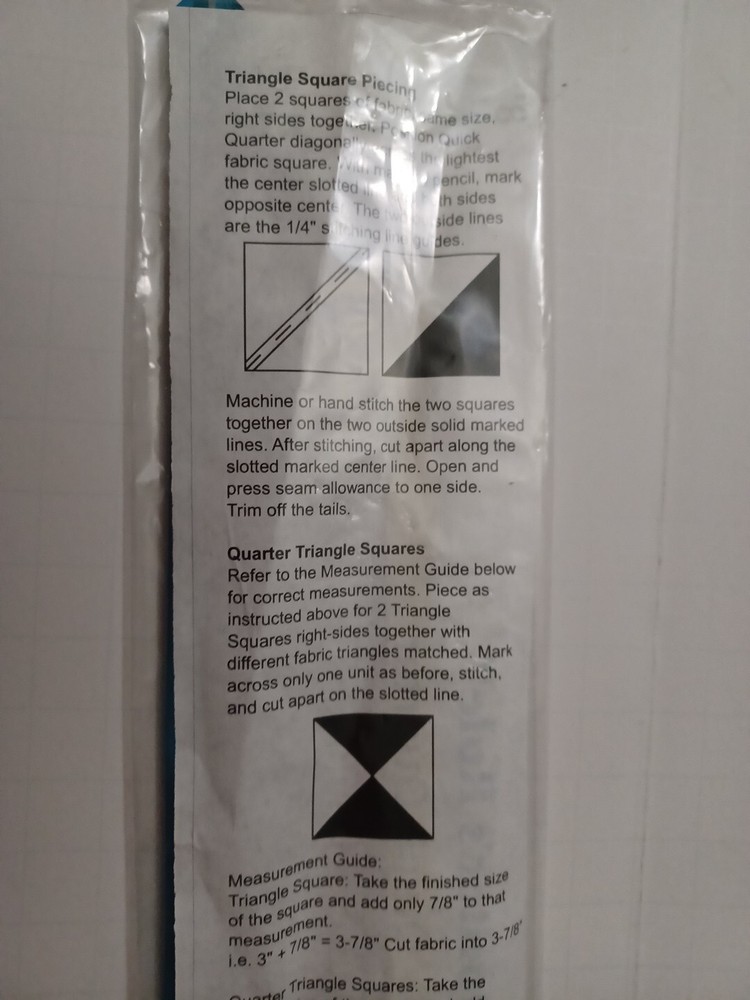 Quick Quarter 8" Quilter's Rule Quick Triangle Square Piecing Sewing Quilting