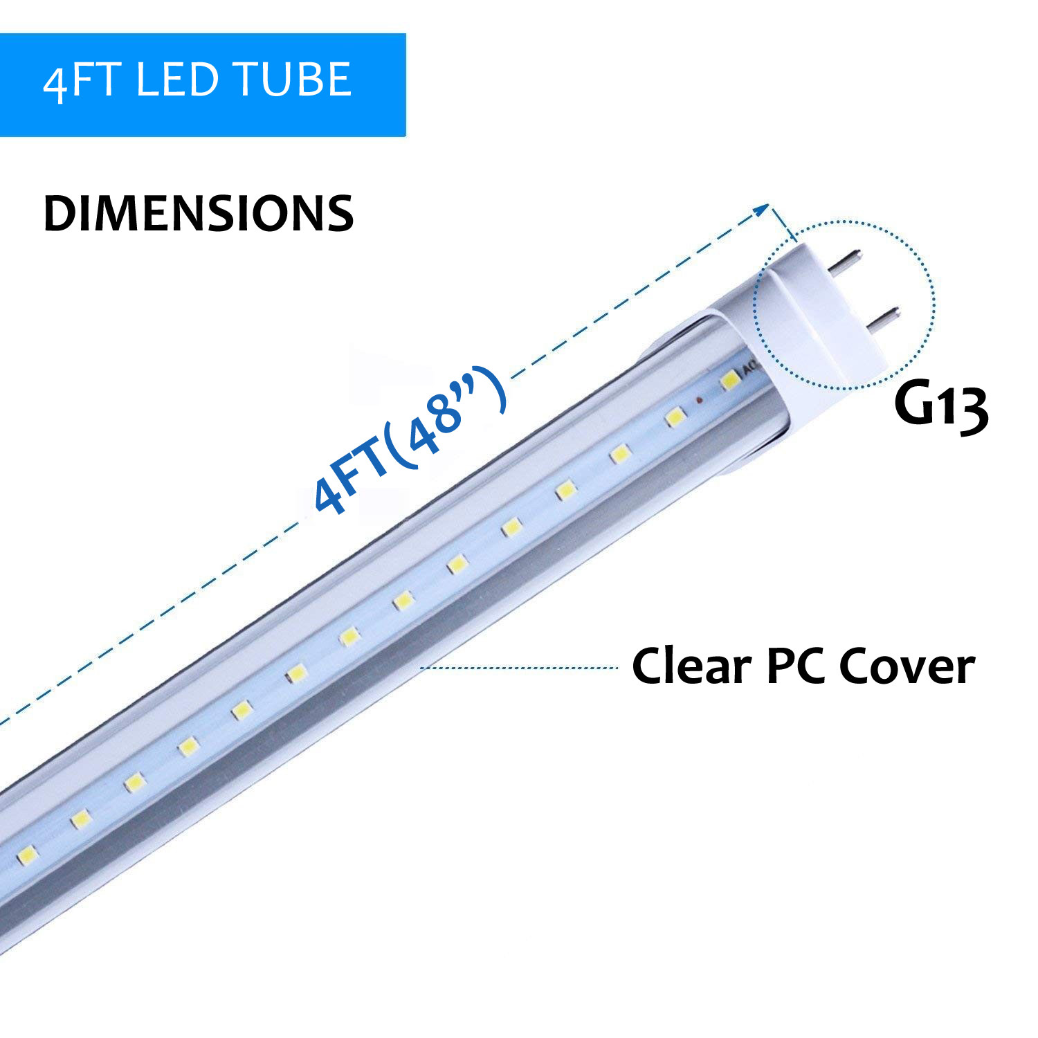10-100x T8 Led Tube 18W 4FT G13 LED Fluorescent Tube Light Bulb 6000K Cool White