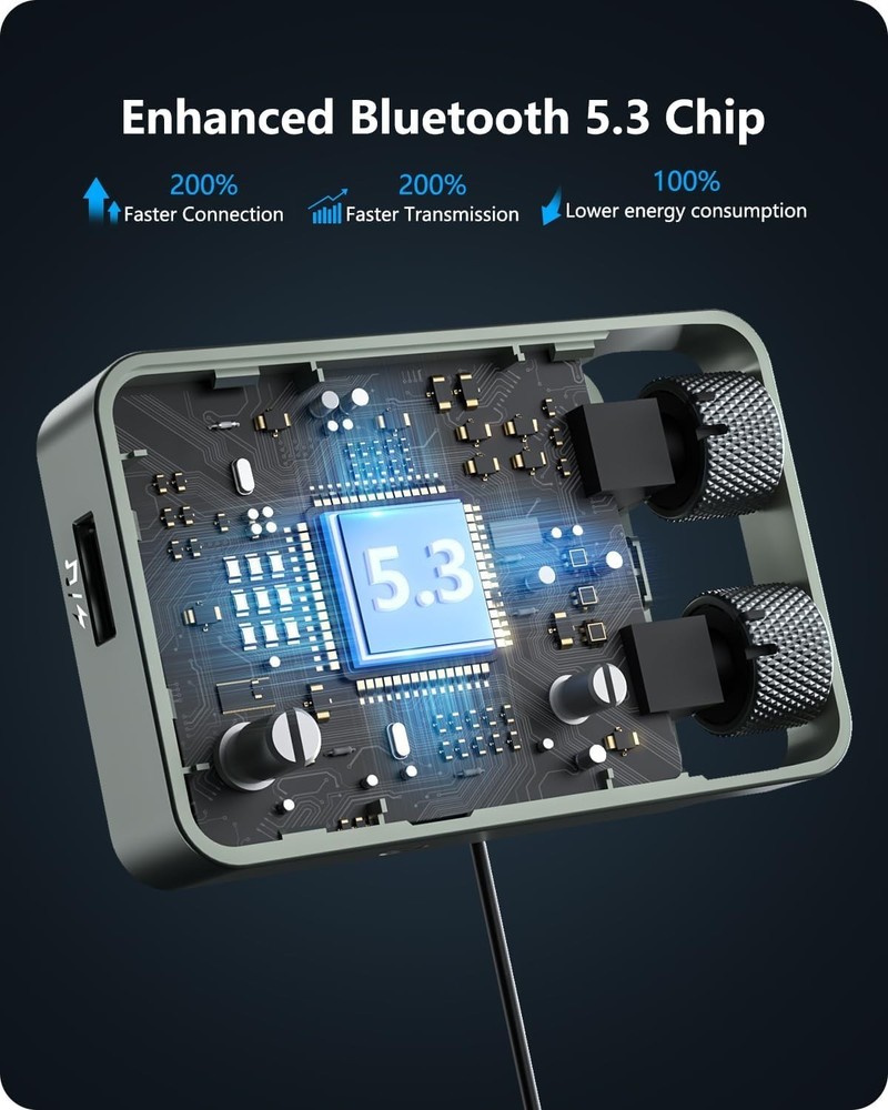 Advanced Bluetooth 5.3 FM Transmitter with Dual USB Charger & Noise Cancellation