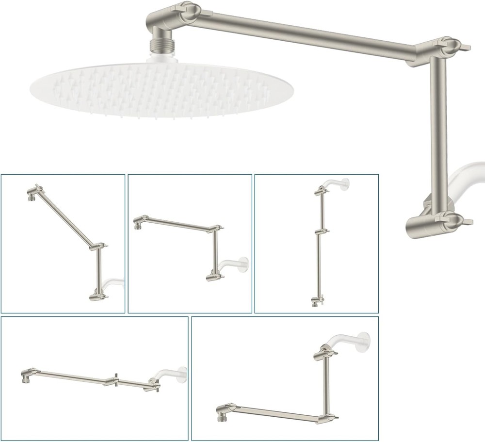 All Metal Shower Head Extens Arm, Solid Brass Shower Head