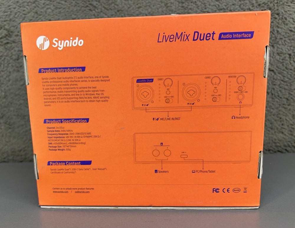 Synido LiveMix Duet Audio Interface Grey