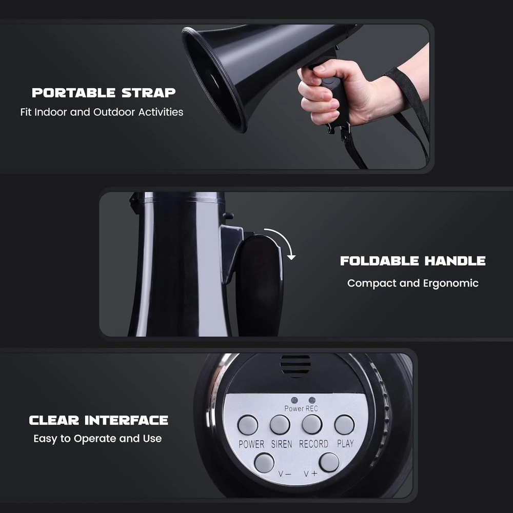 Lightweight Portable Megaphone with Volume Control & Voice Recording Function