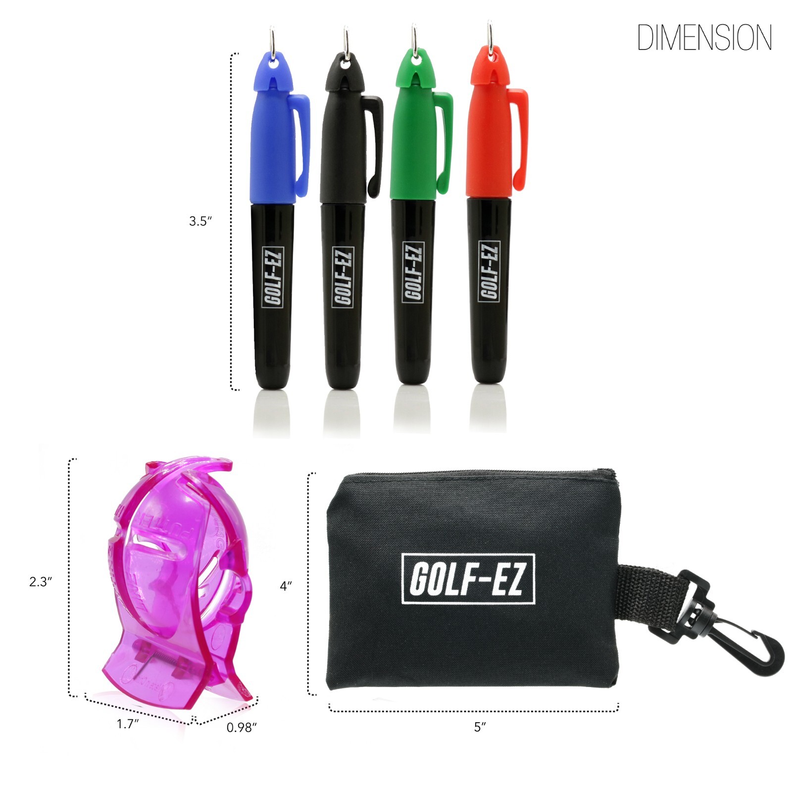 Golf Ball Marker Line Drawing Alignment Tool Kit with Marker Set and Carry Case