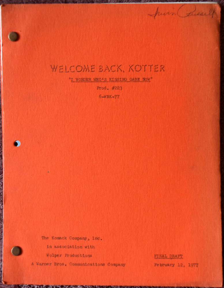 1977 Welcome Back Kotter Original Final Draft Script Screenplay