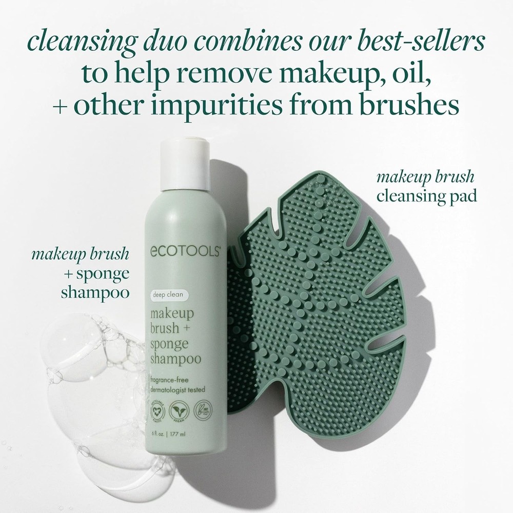 Makeup Brush Cleansing Pad + Deep Clean Shampoo Bundle,Brush Cleaner Mat&Makeup