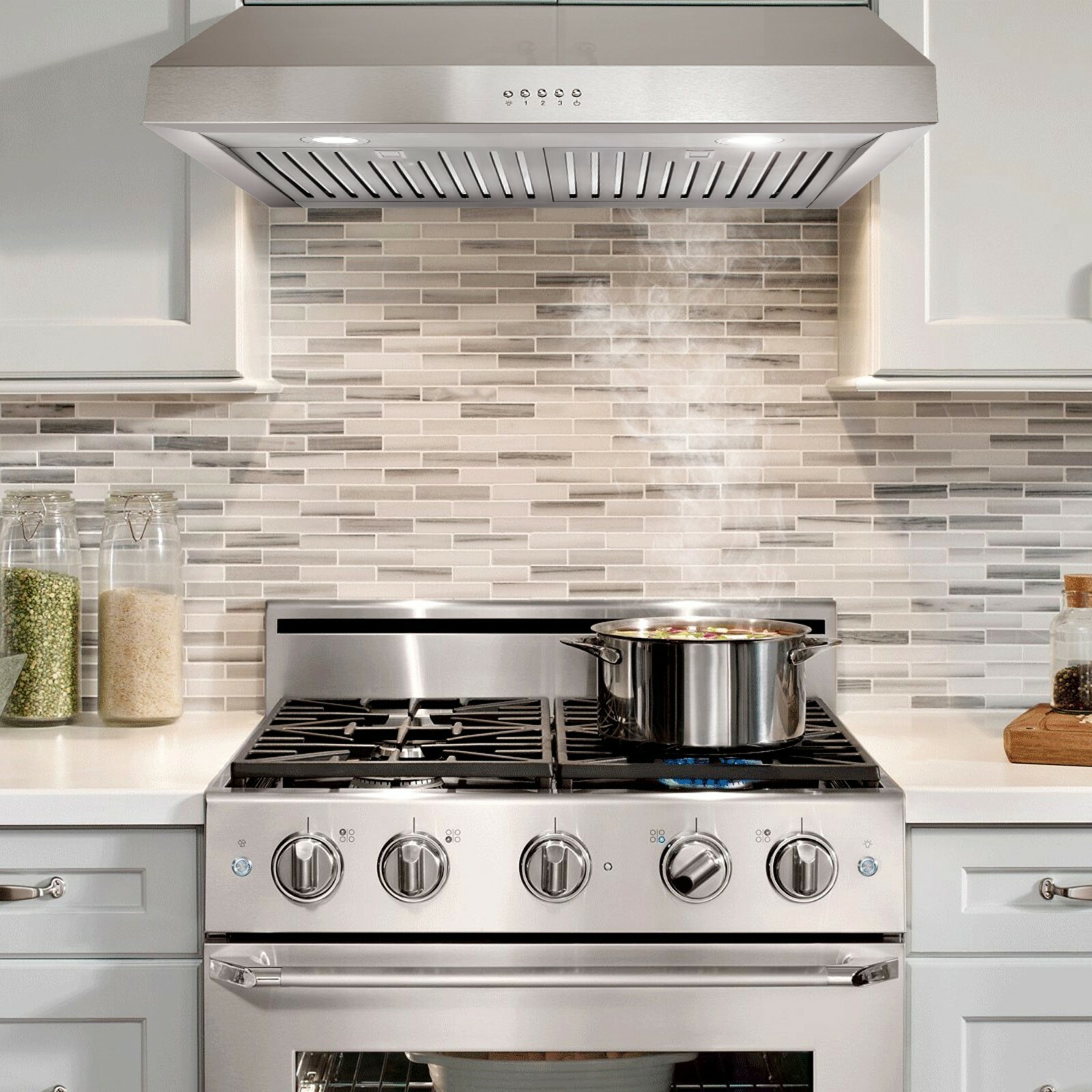 30 in Under Cabinet Range Hood (OPEN BOX) Stainless Steel, Washable Filters, LED