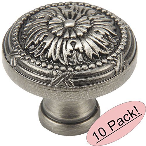 *10 Pack* Cosmas Cabinet Hardware Antique Silver Round Cabinet Knobs #9460AS