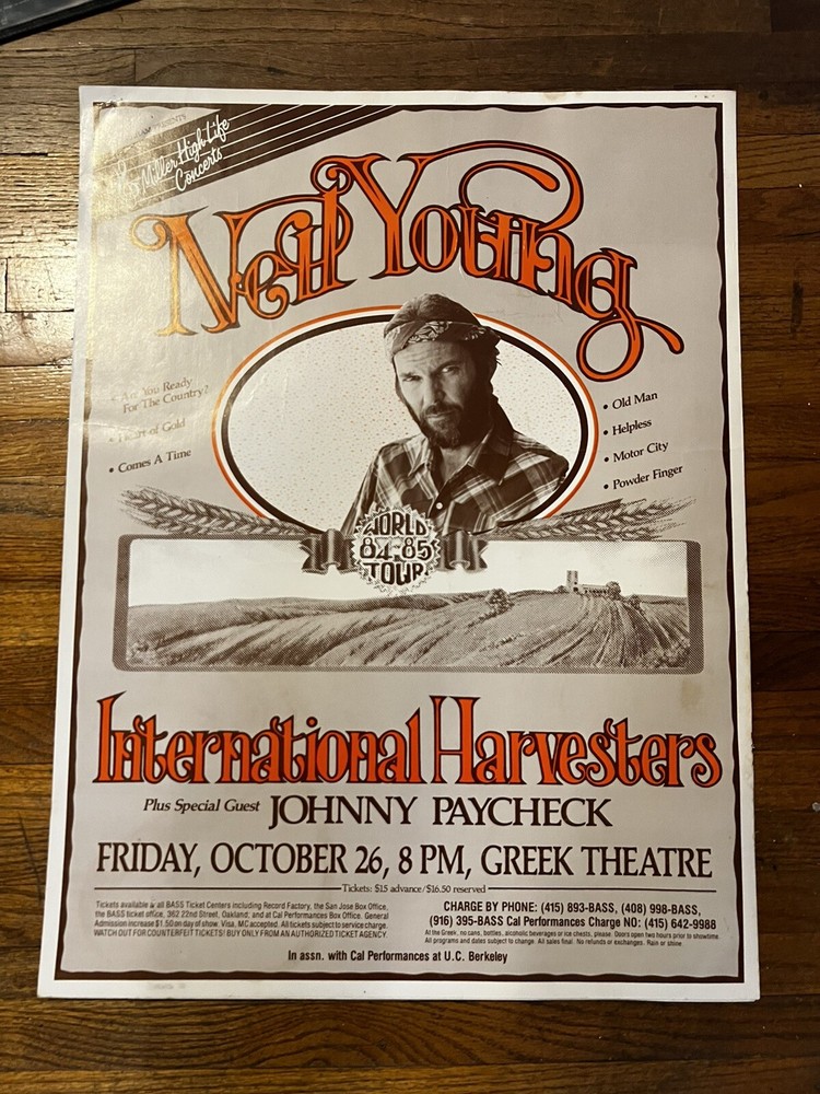 Neil Young concert poster 84/85