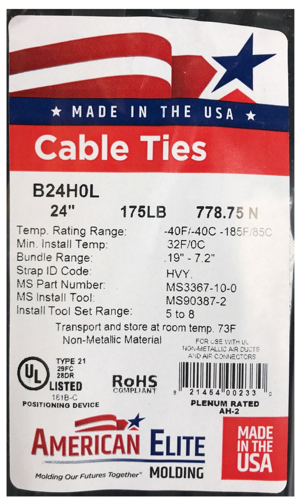 (50) Black 24" Inch Nylon Heavy Duty Cable Wire Wrap Zip Ties 175 LBS USA MADE