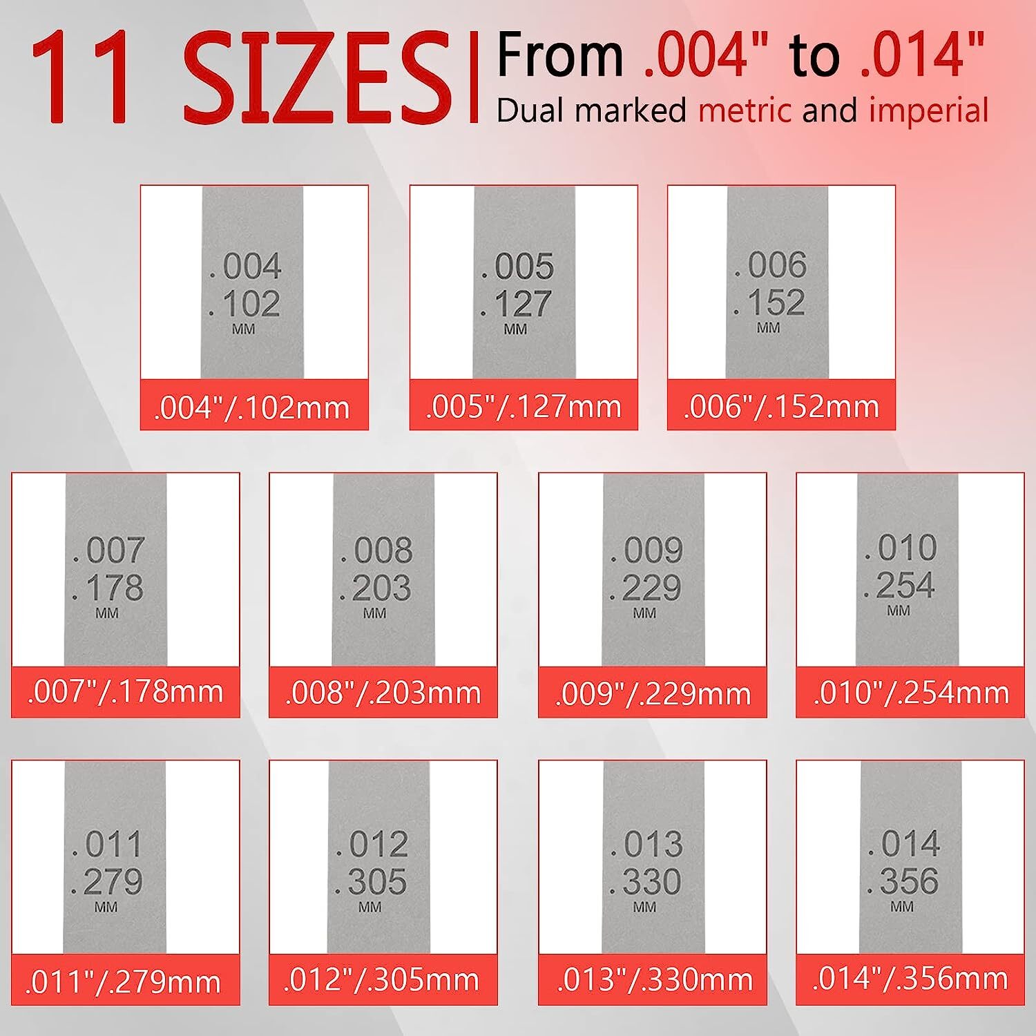 A308 Offset Valve Tappet Gauge Feeler Gauge Set 11 Blade Offset 0.004" to 0.014"