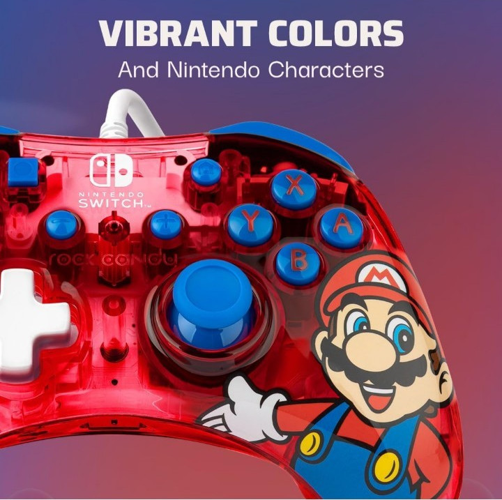 Nintendo Switch Rock Candy Wired Gaming Controller - Super Mario w/ Detach Cable