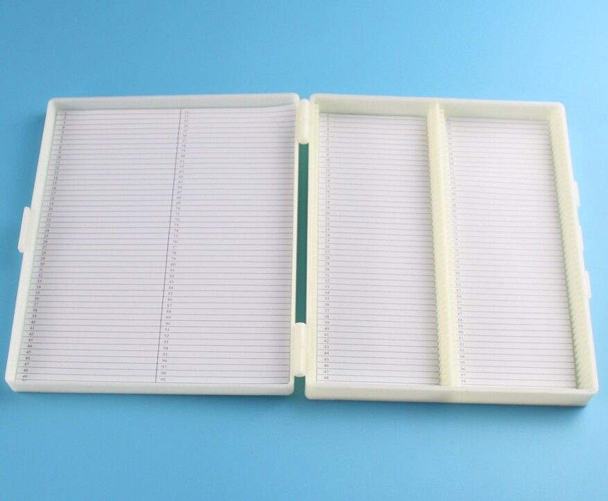 1PC Plastic Storage Box Microscope Slides Biological Slides Holder Case 100pcs