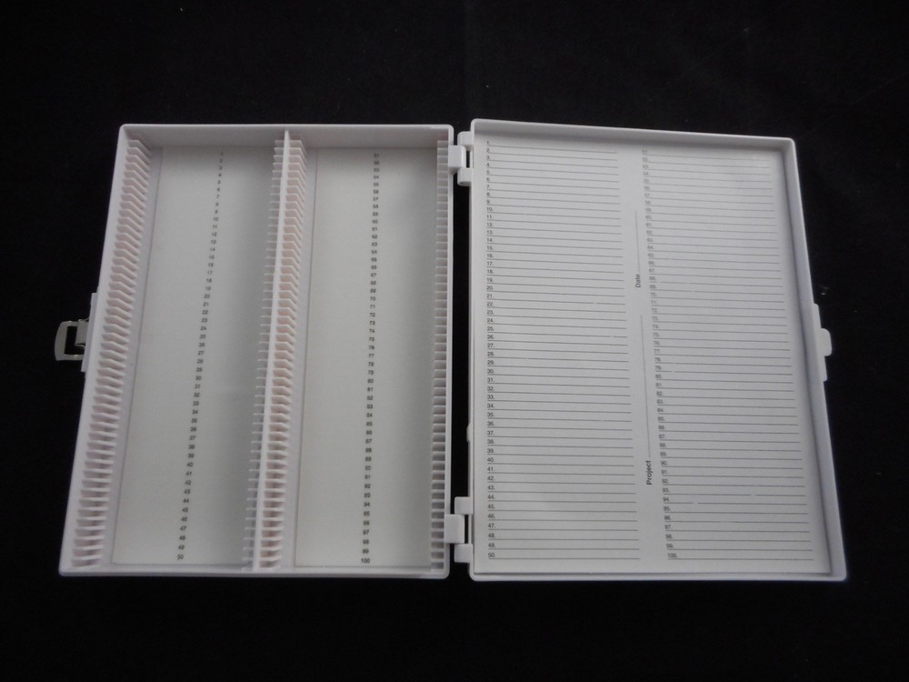 HEATHROW Plastic 100 Place Premium Microscope Slide Box Foam Lining B
