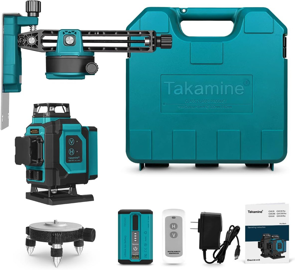 Two 360° Vertical & Two 360° Horizontal Laser Level Pulse Mode & Remote Control