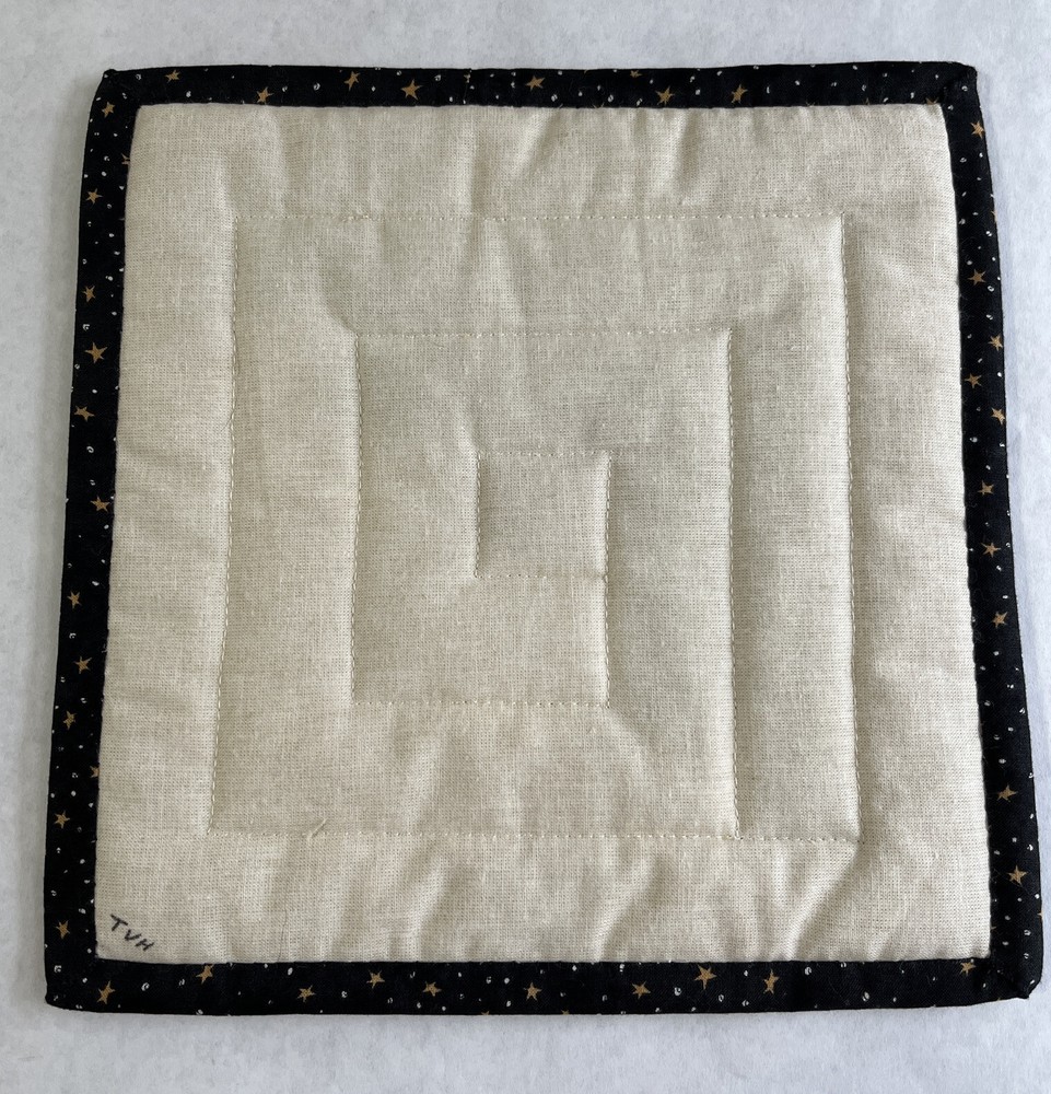 Patchwork Quilt Table Topper Log Cabin Stars Multicolor 9x9