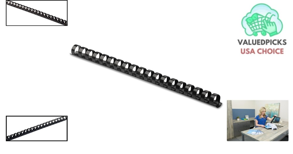 Professional Round Back Binding Combs 1/2 Inch - Black, 100 Pack for Documents