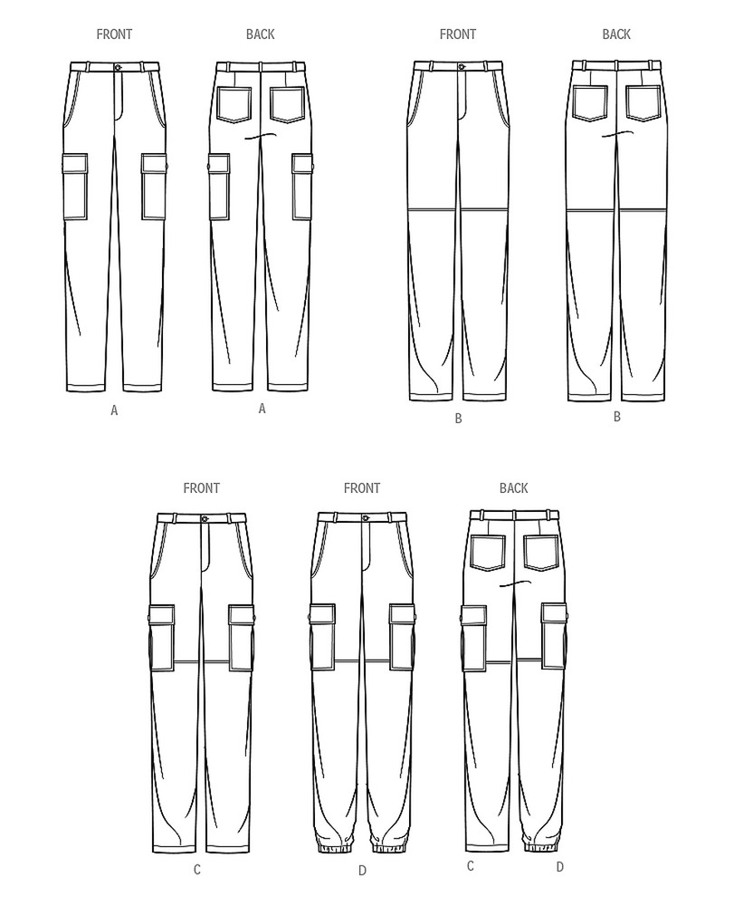 Men's Cargo Pants Sewing Pattern ~ 4 Variations! (Sizes 44-52) Simplicity 9693