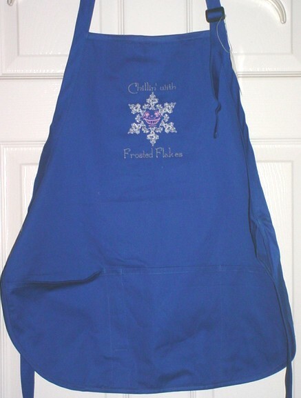 Royal Blue Apron embroidered with snowflake design