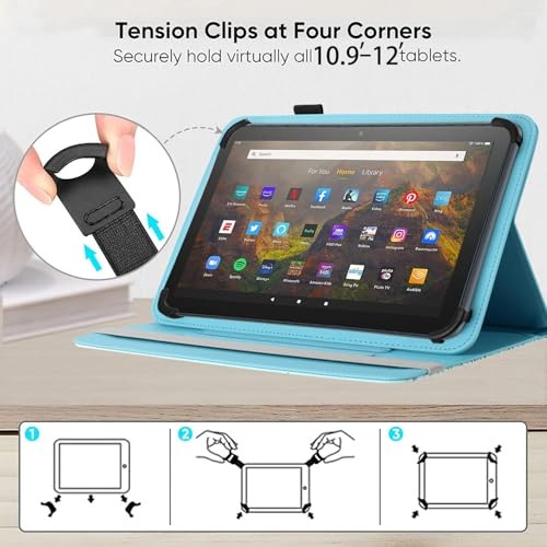 Universal 11 12 Inch Android Tablet Case,360 Degree Rotatable Flower Grass 08