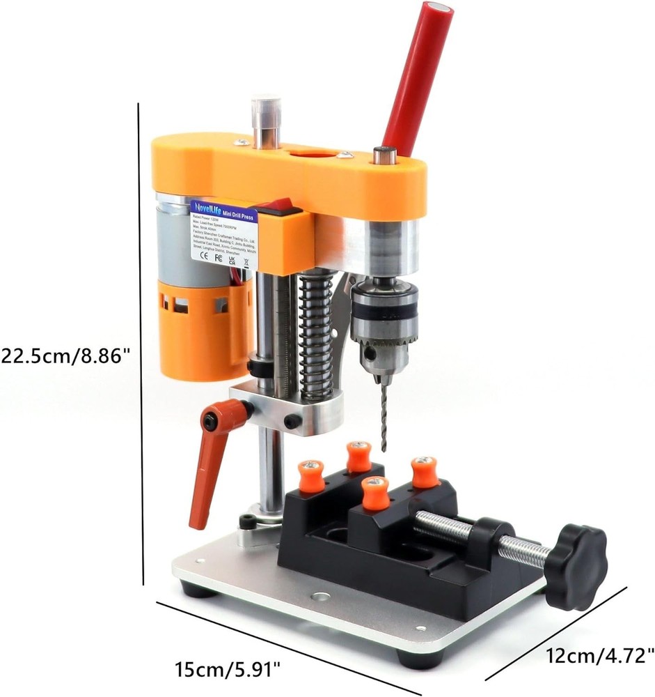 Portable Mini Drill Press 5.9'' Compact CNC Machine for Precision DIY Projects