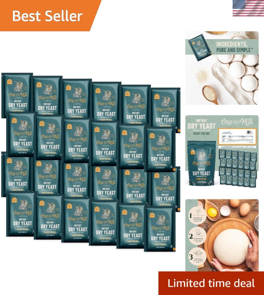 Instant Dry Yeast Packets - Fast Acting, 24 Kosher Packets for Quick Baking