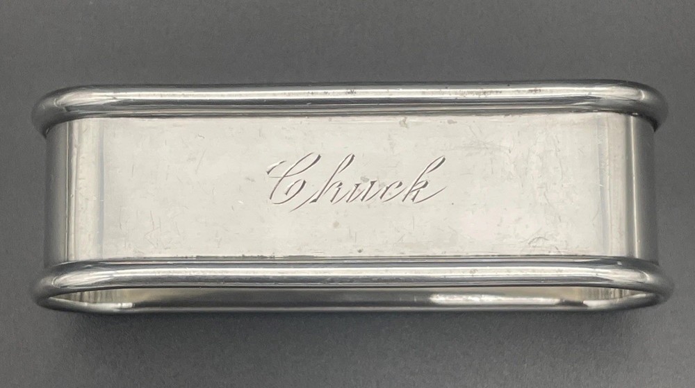 Gorham Sterling Silver Napkin Ring Name Engraved “Chuck” # 630