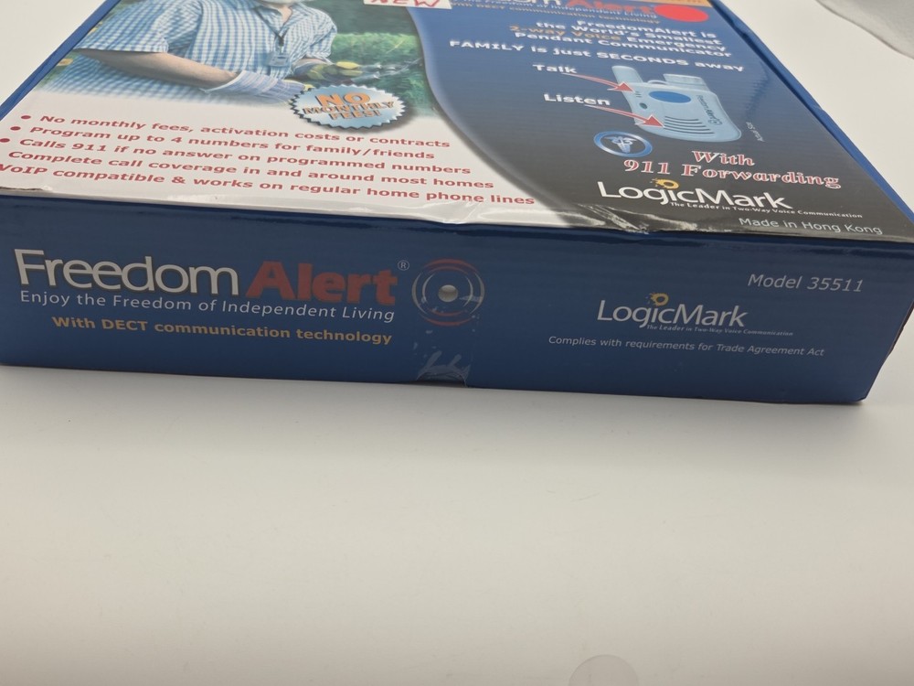 LogicMark Freedom Alert Personal Emergency Response System & Wall Base New
