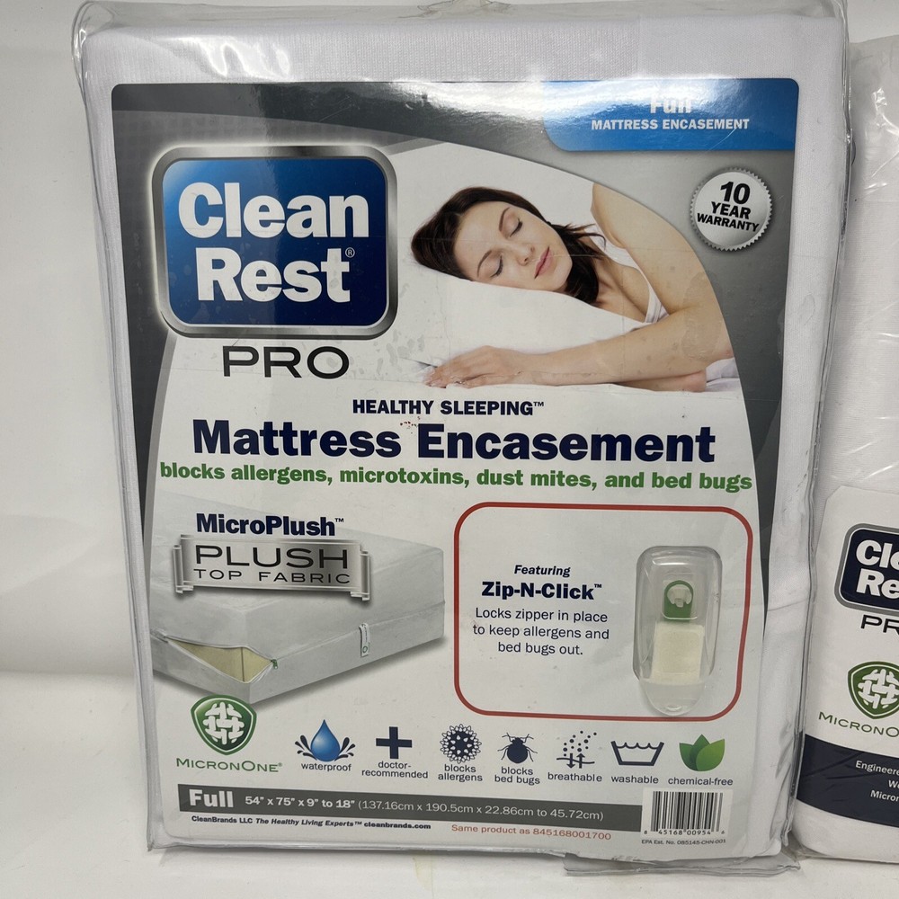Clean Rest Pro Bug Allergen blocking mattress + Box Spring Encasement