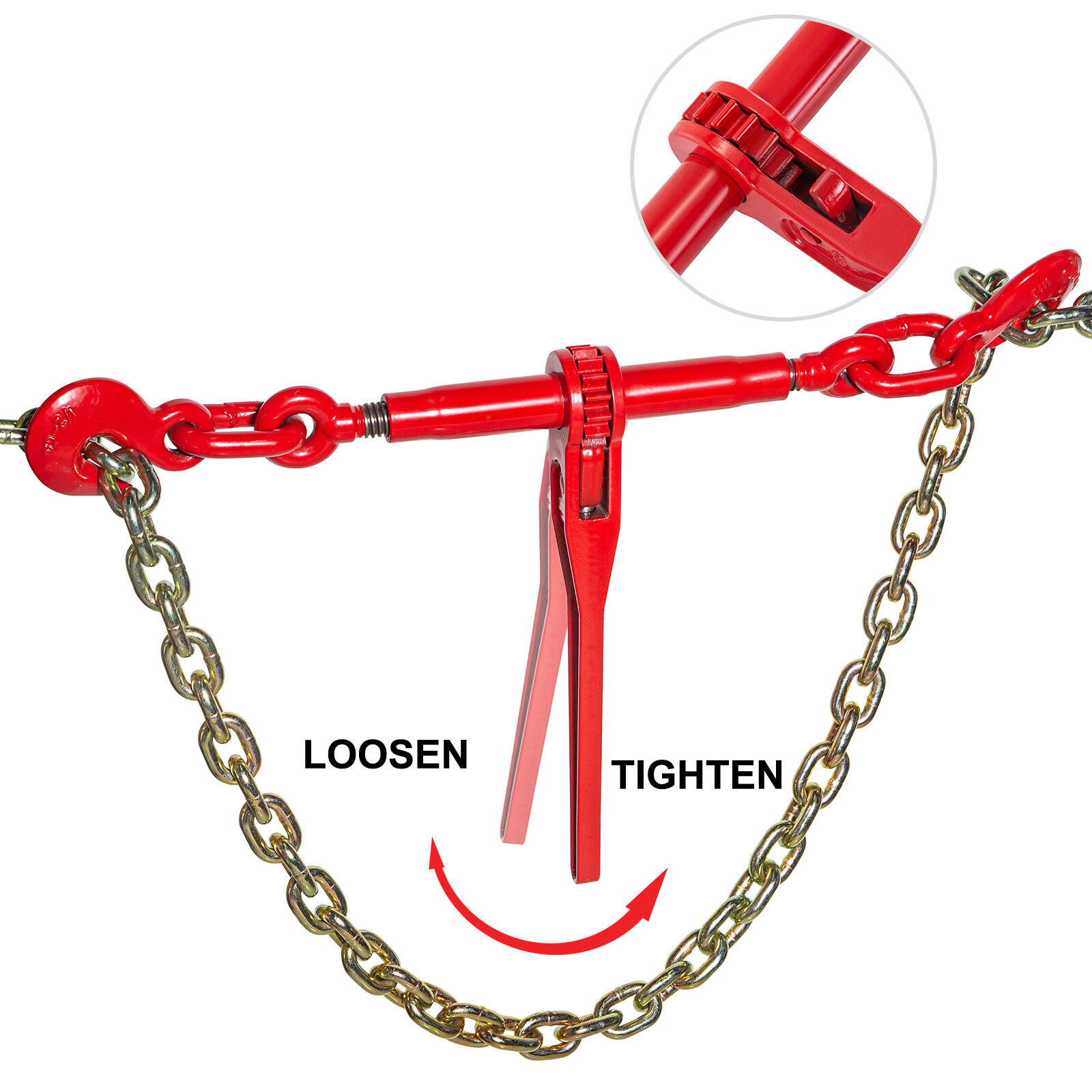 VEVOR 3/8"-1/2" Ratchet Load Binder Chain and Binder Kit 10' Chains Hauling