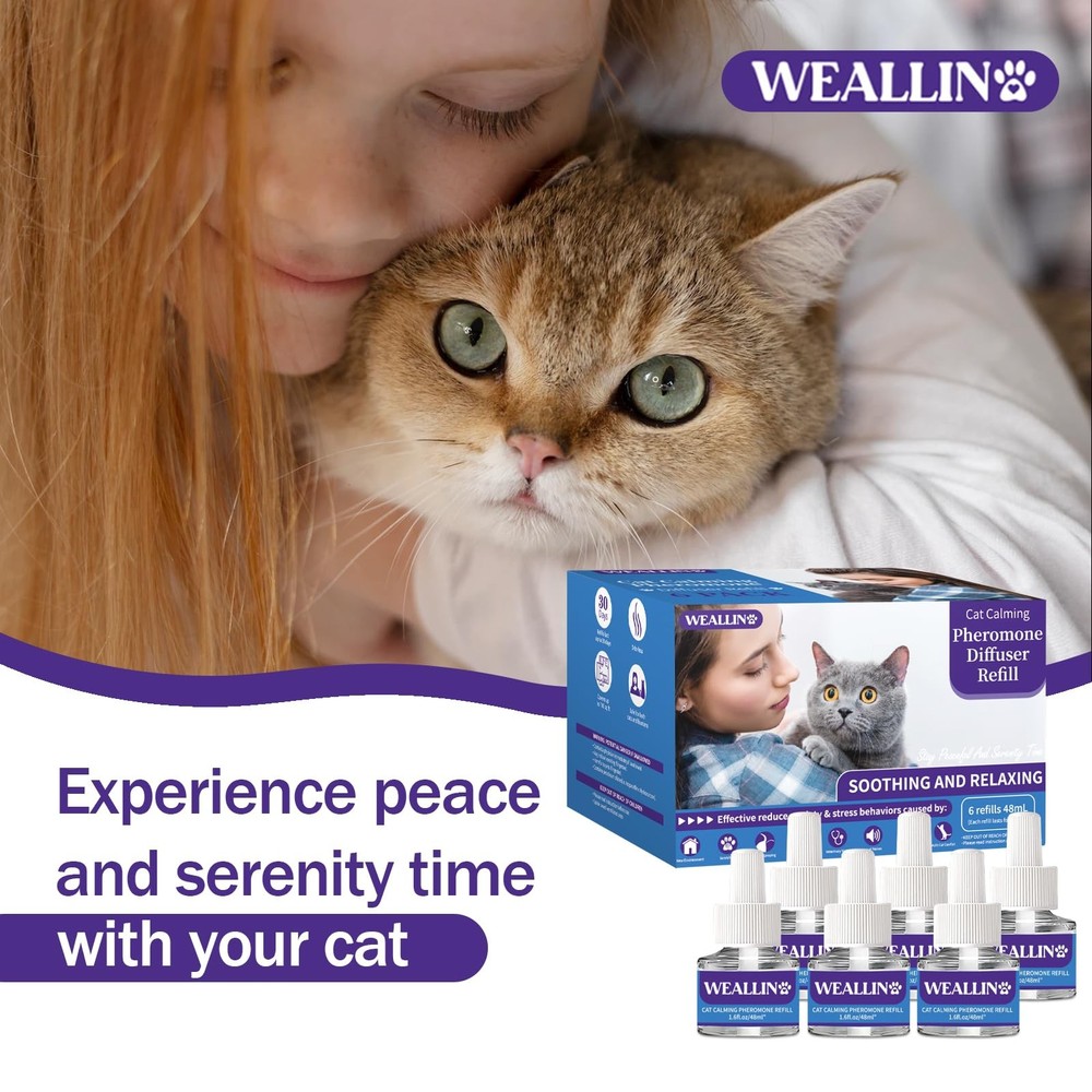 6 Pack Cat Calming Diffuser Refills - Cat Pheromones Calming Diffuser Refill ...