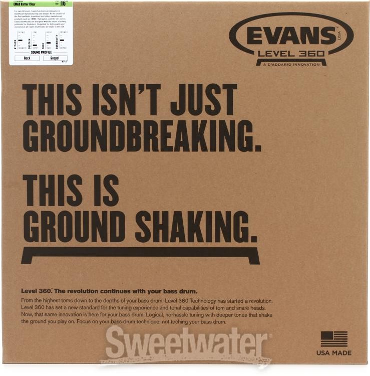 Evans EMAD Clear Drumhead - 16" - Tom Hoop