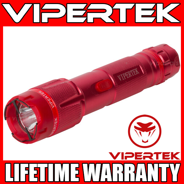 VIPERTEK Stun Gun VTS-T03 RED 500 BV Metal Rechargeable LED Flashlight