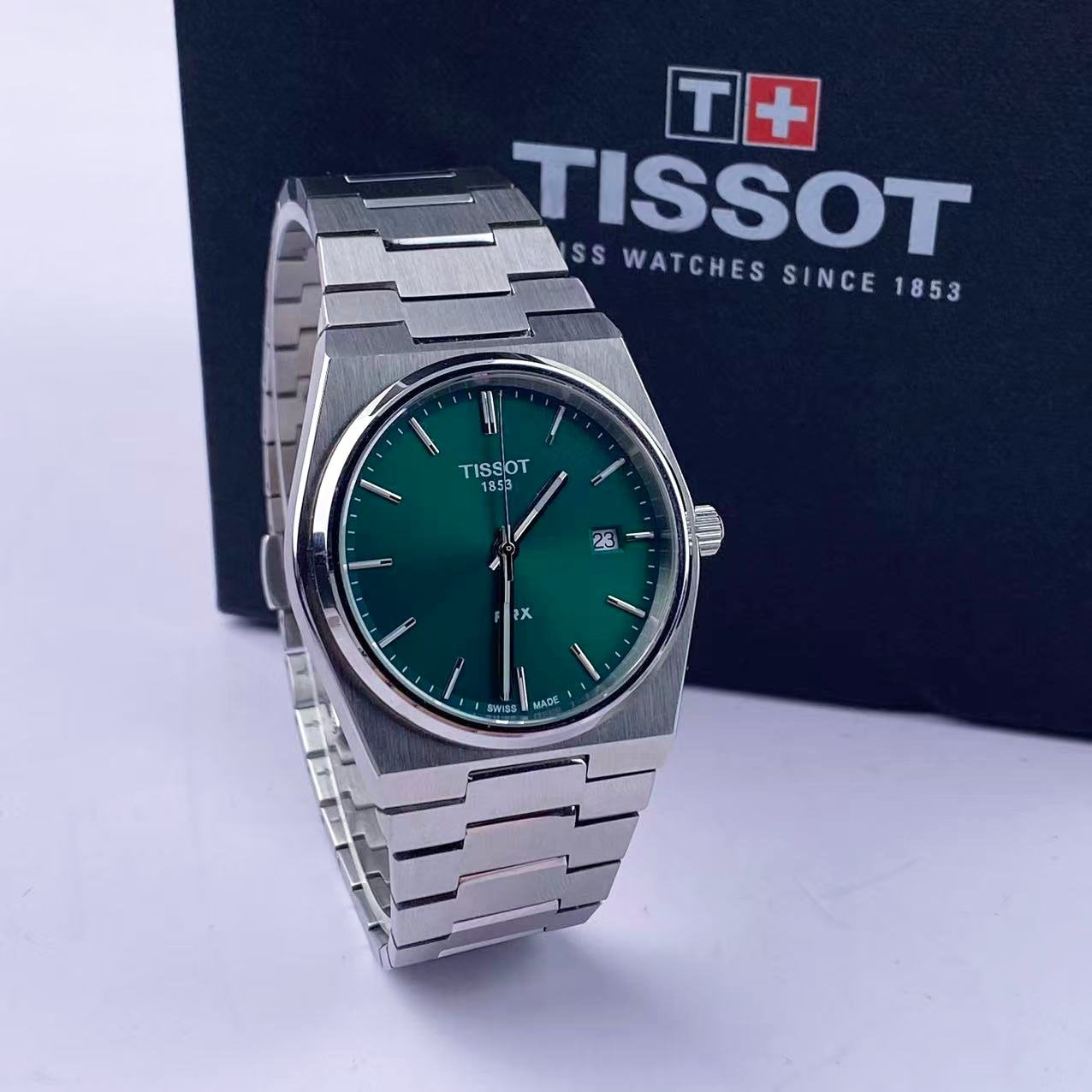 Tissot PRX Green Dial Men's Quartz Watch Stainless Steel 40mm T137.410.11.091.00