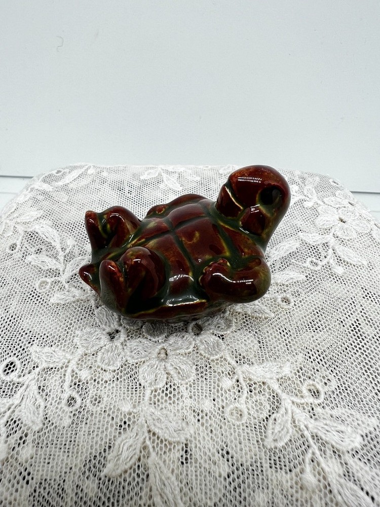 Vintage Cute Turtle On Back 2"L Ceramic Turtle