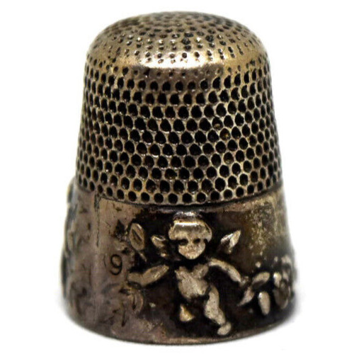 Antique Cherubs Sterling Silver Thimble