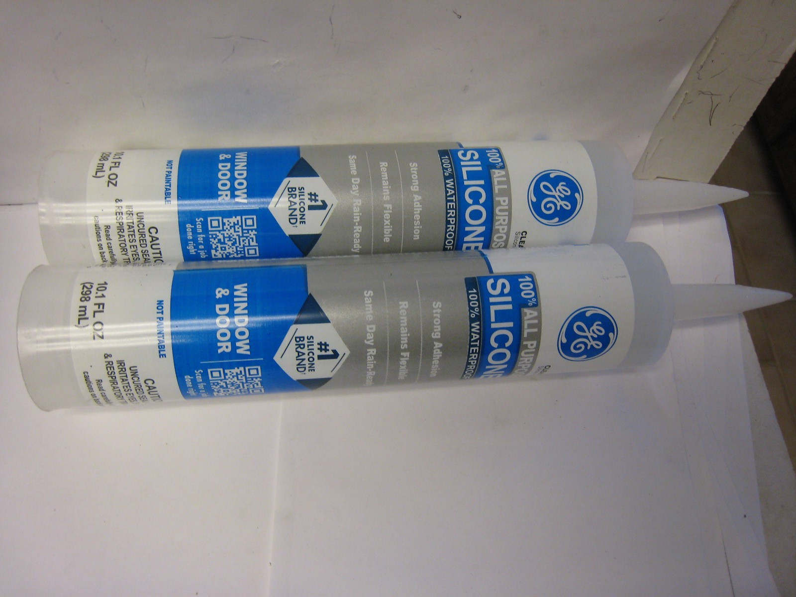 (2 pc)GE Silicone 1 All Purpose Sealant Window & Door CLEAR  02/2027  10.1 fl oz