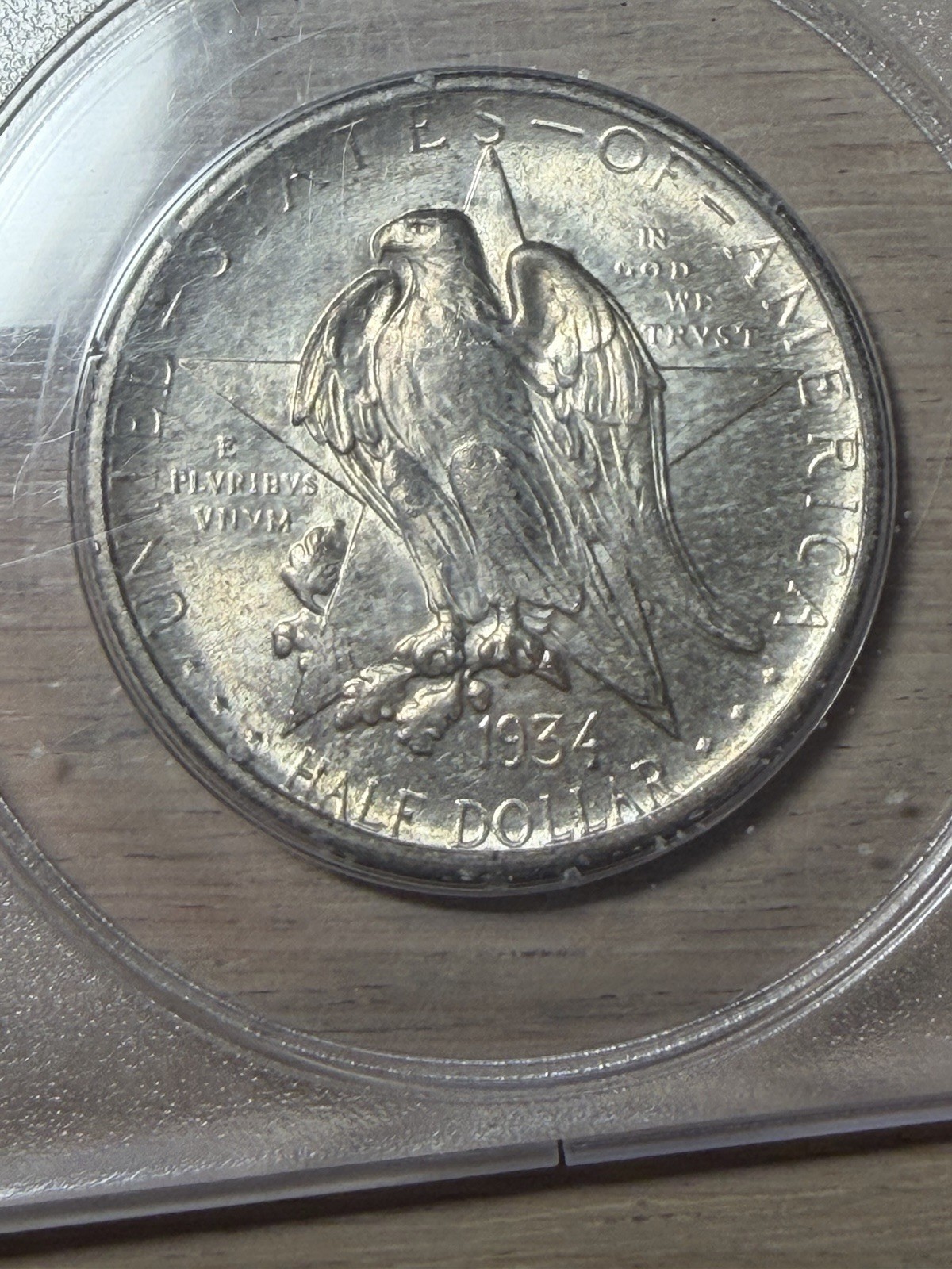 1934 Texas Commemorative Silver Half Dollar PCGS Rattler MS 64