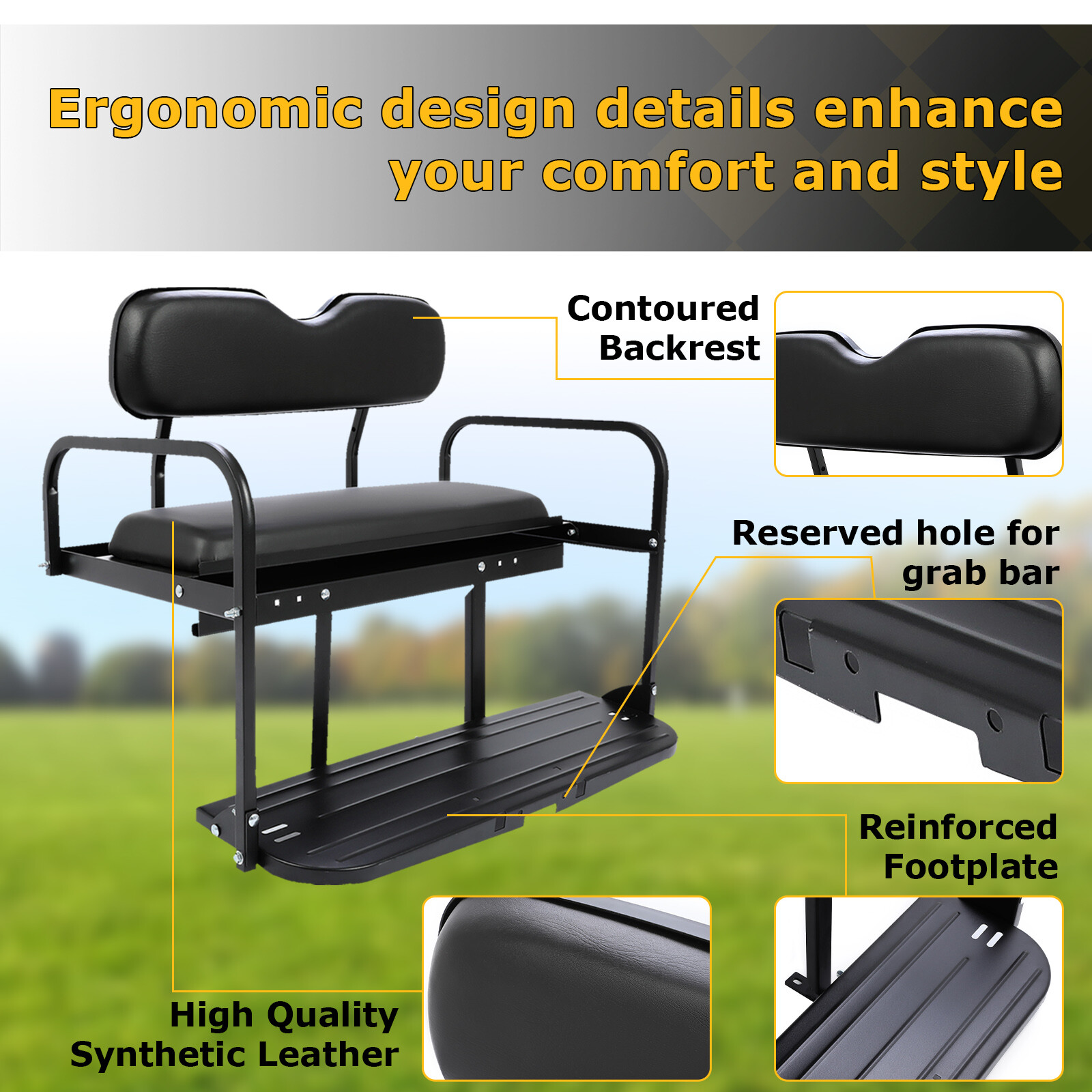 For Yamaha G2 G9 Gas/Electric Golf Cart Rear Flip Seat Kit Golf Cart Back Seat