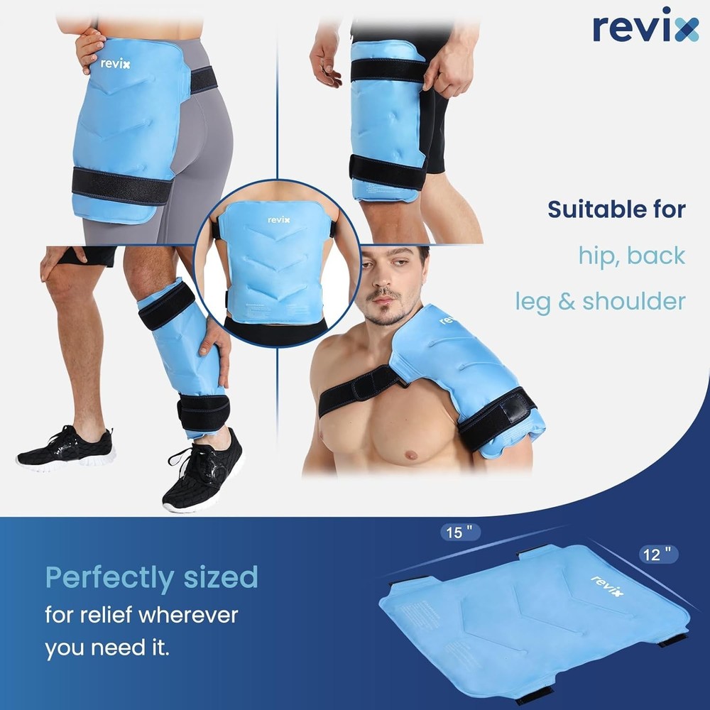 REVIX Hip Ice Pack Wrap with Straps, Reusable Gel Cold Compression for Hip Repla