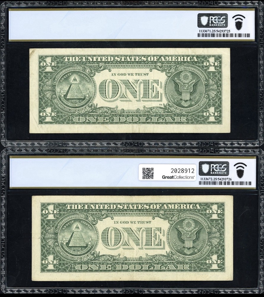 2013B $1 star note Error Duplicate Serials Matched Pair PCGS Grading VF 25
