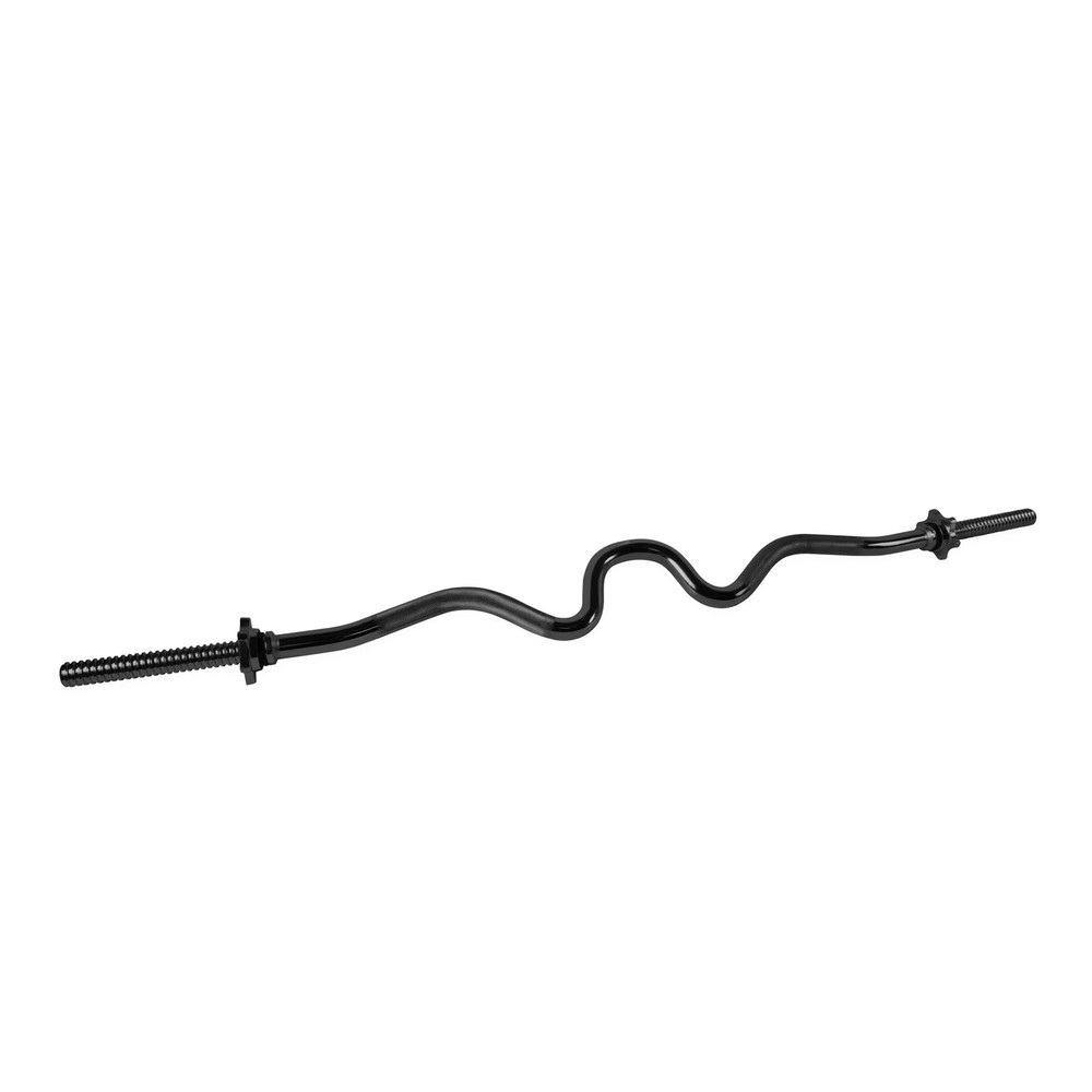 Barbell Standard 1-Inch Threaded Solid Super Curl Bar, Black