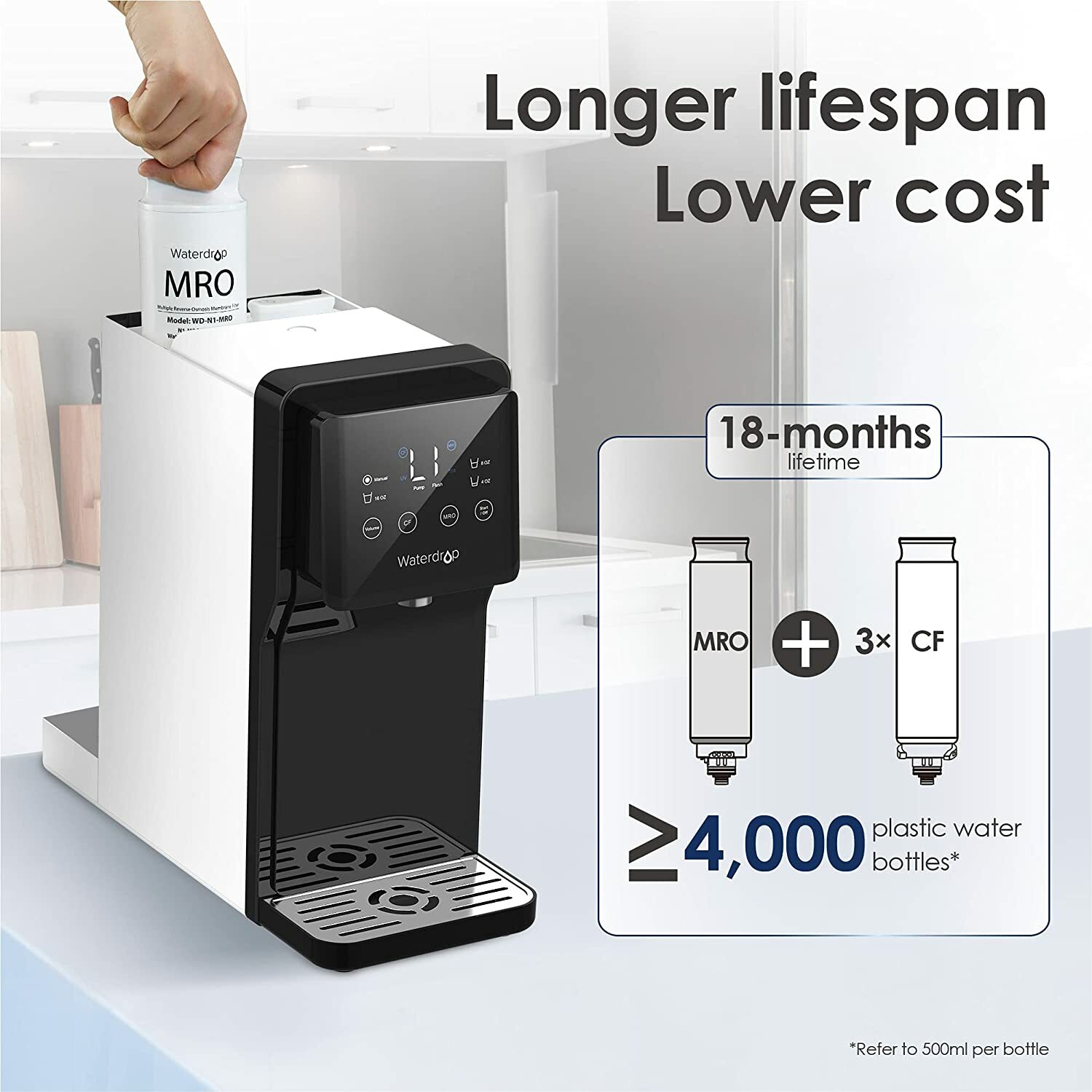 Waterdrop N1 Countertop Reverse Osmosis System, TDS Reduction