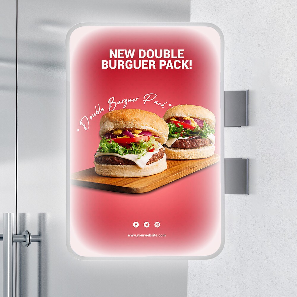 LED Rectangle Double-sided Advertising Light Box Illuminated Projecting Sign US~