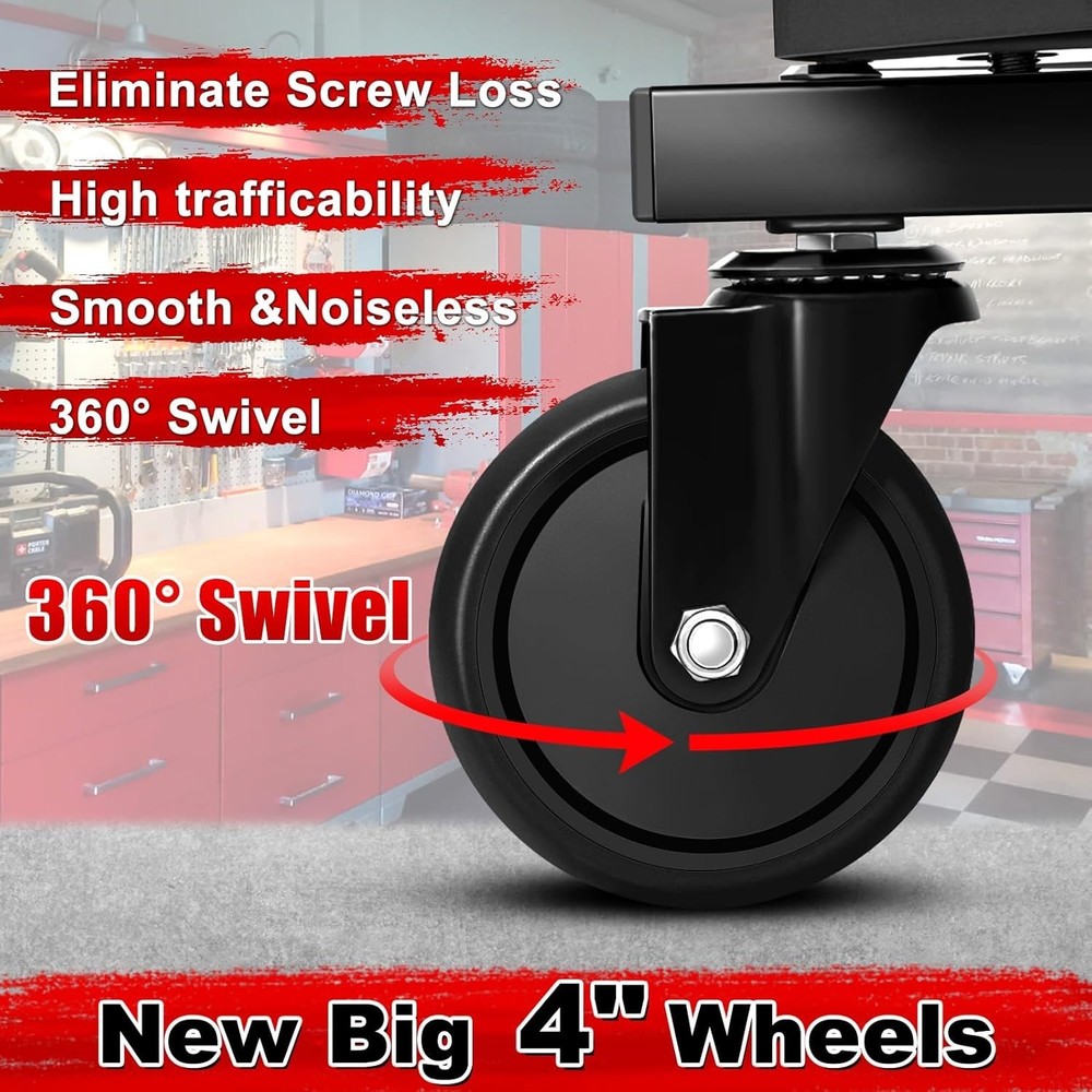 Rolling Stool with Wheels, Adjustable Height Pneumatic Garage Work Mechanic S...