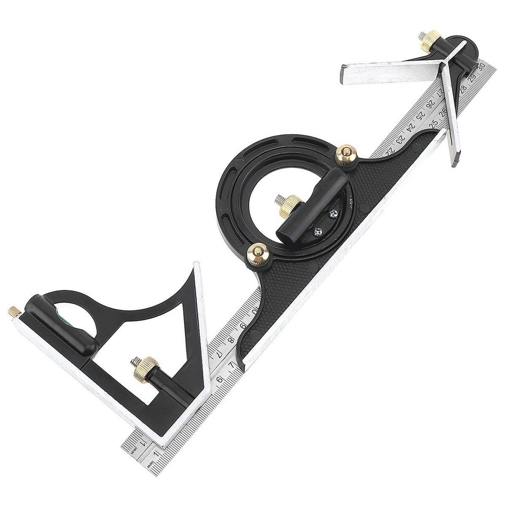 3-Piece T-Square Protractor Level, 300MM Adjustable Sliding Square Ruler Set