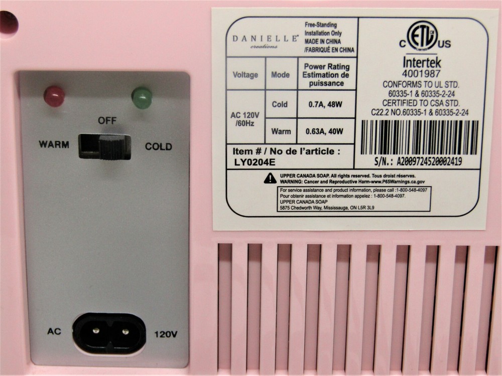 Danielle Creations, Intertek Pink Warm/Cold Mini Cooler/Warmer.