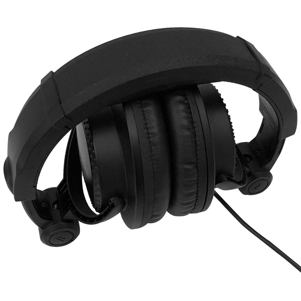 Professional Foldable Black DJ Studio Reference Headphones w Cushions 2 Pack